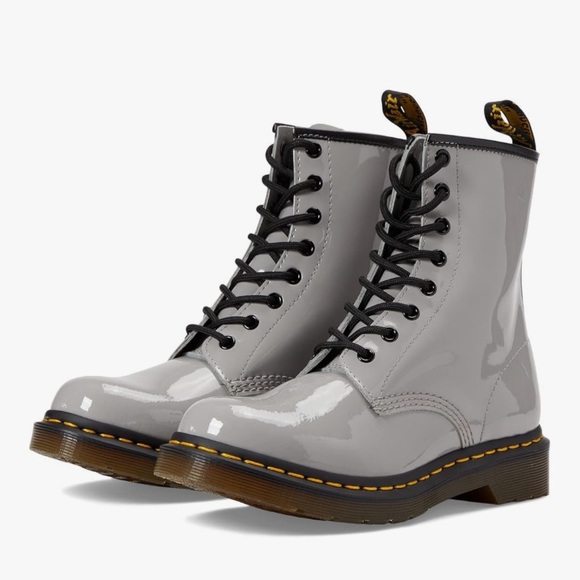 Dr. Martens Women's 1460 W Patent Leather Fashion Boot Light Gray 6 - Picture 1 of 8